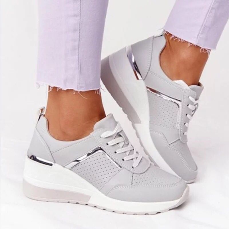 Plus Size Casual Platform Dad Shoes Lace-up Wedge Sports Women