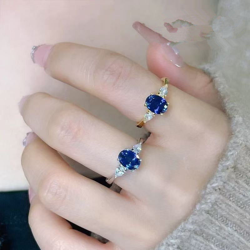 Fashion Simple And High-end Oval Blue Ring - 𝓢𝓱𝓸𝓹𝓵𝓮𝓬𝔂