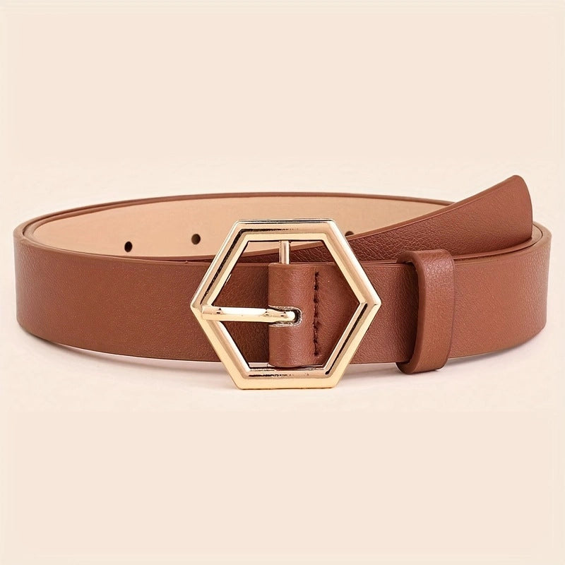 Women's Hexangular Star Irregular Gold Buckle PU Belt - 𝓢𝓱𝓸𝓹𝓵𝓮𝓬𝔂