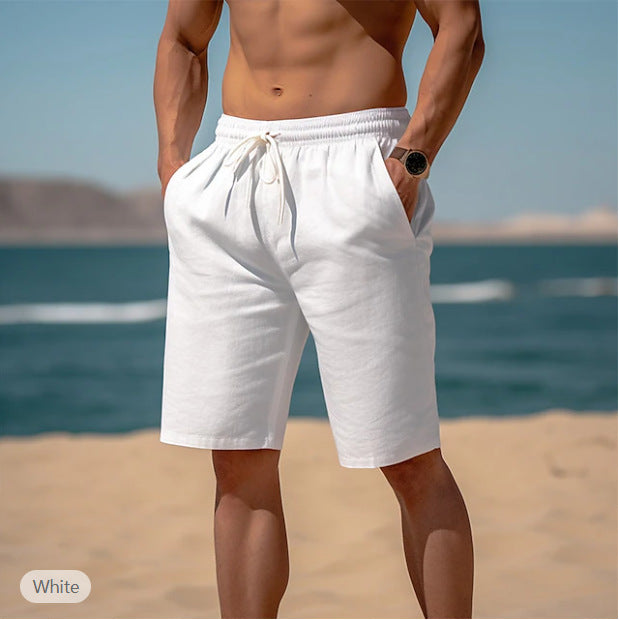 Summer Drawstring Shorts Elastic Waist Straight Pants Beach Breathable Shorts For Men Clothing - 𝓢𝓱𝓸𝓹𝓵𝓮𝓬𝔂