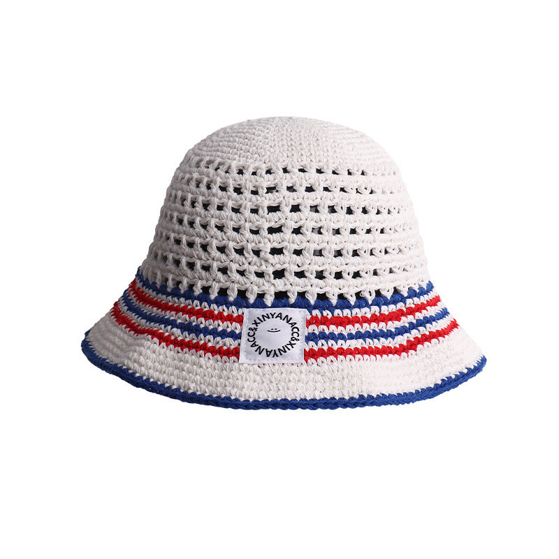 Striped Bucket Hat Women's Hollow Breathable Small Bucket Cap - 𝓢𝓱𝓸𝓹𝓵𝓮𝓬𝔂
