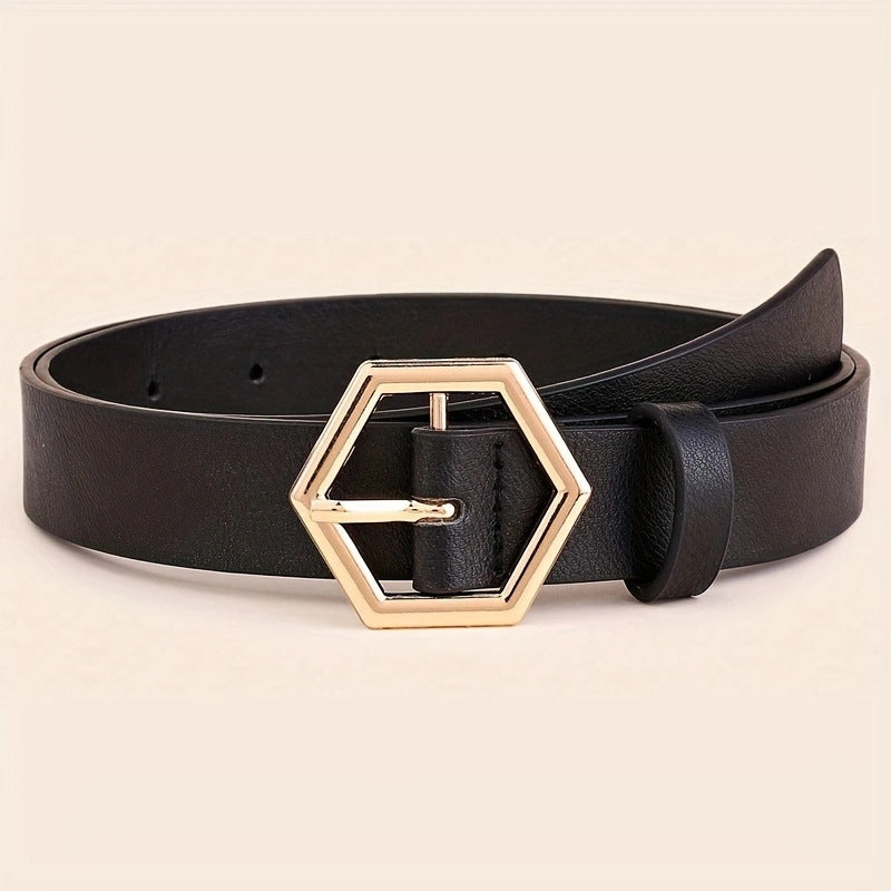 Women's Hexangular Star Irregular Gold Buckle PU Belt - 𝓢𝓱𝓸𝓹𝓵𝓮𝓬𝔂