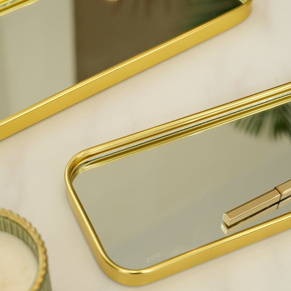 Metallic Glass Mirror Tray Jewelry And Cosmetics Storage Tray - 𝓢𝓱𝓸𝓹𝓵𝓮𝓬𝔂