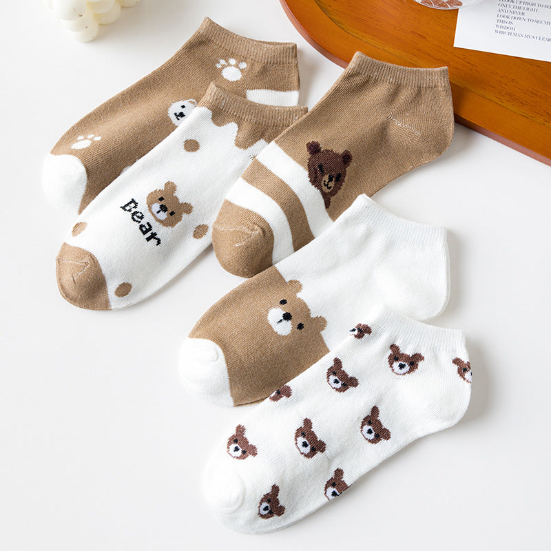 Low-cut Cartoon Cute Brown Bear Socks Japanese Women - 𝓢𝓱𝓸𝓹𝓵𝓮𝓬𝔂