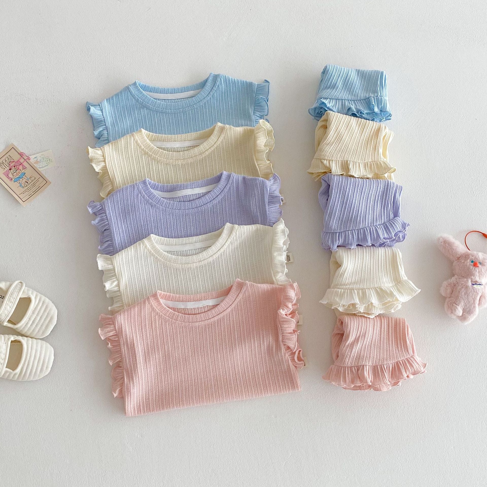 Wooden Ear Vest Baby Fashionable Korean Style Shorts Fashion Two-piece Suit - 𝓢𝓱𝓸𝓹𝓵𝓮𝓬𝔂