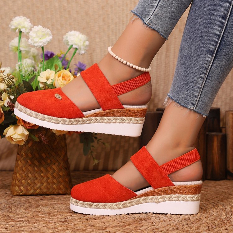 Wedge Lightweight Hemp Rope Braided Closed Toe Elastic Band Women's Shoes - 𝓢𝓱𝓸𝓹𝓵𝓮𝓬𝔂