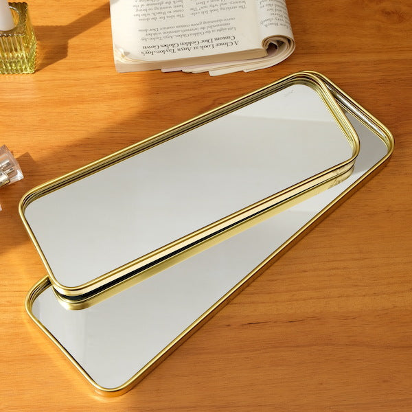 Metallic Glass Mirror Tray Jewelry And Cosmetics Storage Tray - 𝓢𝓱𝓸𝓹𝓵𝓮𝓬𝔂