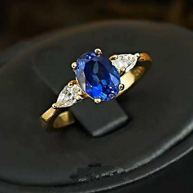 Fashion Simple And High-end Oval Blue Ring - 𝓢𝓱𝓸𝓹𝓵𝓮𝓬𝔂