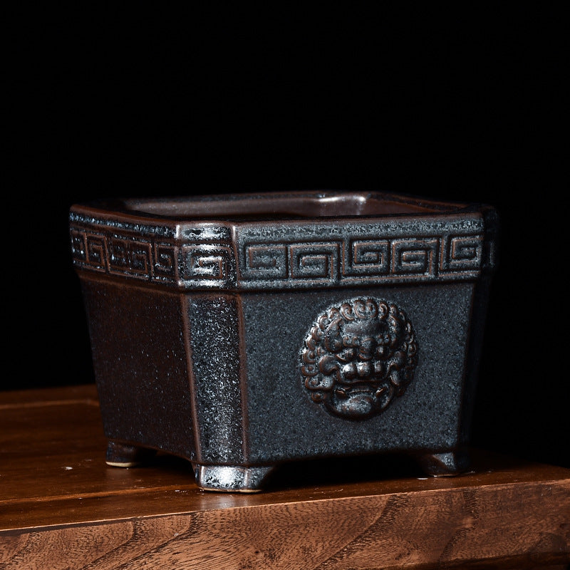 Retro Chinese Style Ceramic Flower Pot Square Creative - 𝓢𝓱𝓸𝓹𝓵𝓮𝓬𝔂