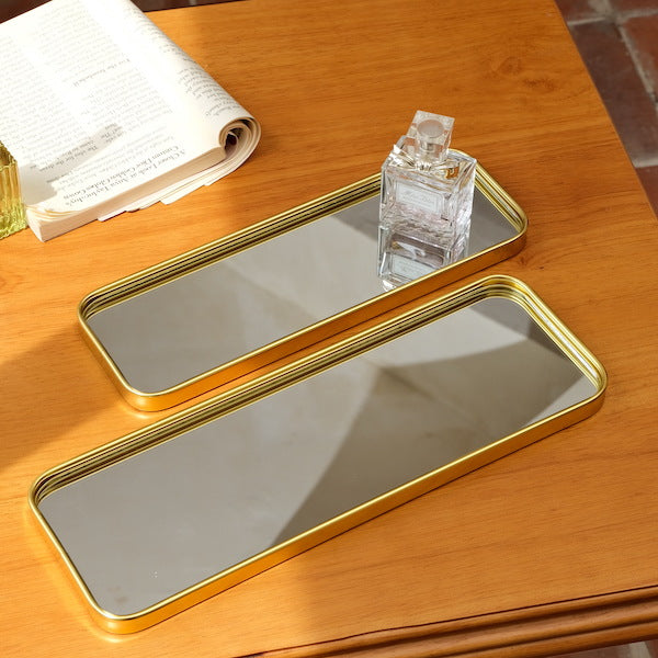 Metallic Glass Mirror Tray Jewelry And Cosmetics Storage Tray - 𝓢𝓱𝓸𝓹𝓵𝓮𝓬𝔂