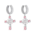 European And American Entry Lux Copper Plating 18K Gold Inlaid Colorful Crystals Cross Earrings - 𝓢𝓱𝓸𝓹𝓵𝓮𝓬𝔂