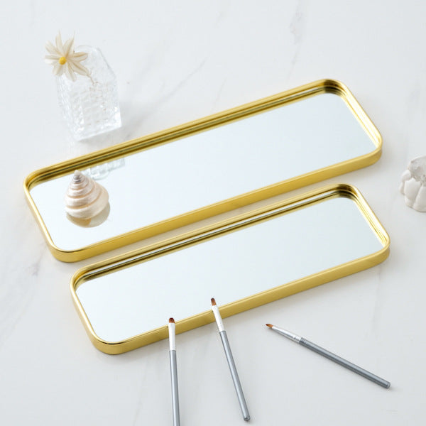 Metallic Glass Mirror Tray Jewelry And Cosmetics Storage Tray - 𝓢𝓱𝓸𝓹𝓵𝓮𝓬𝔂