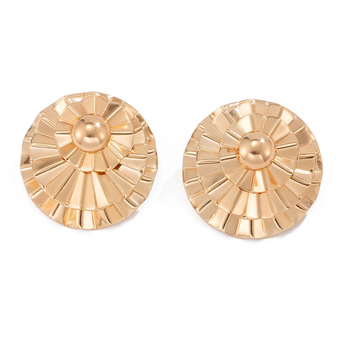 European And American Ornament Exaggerated Corrugated Hemp Surface Round Studs - 𝓢𝓱𝓸𝓹𝓵𝓮𝓬𝔂