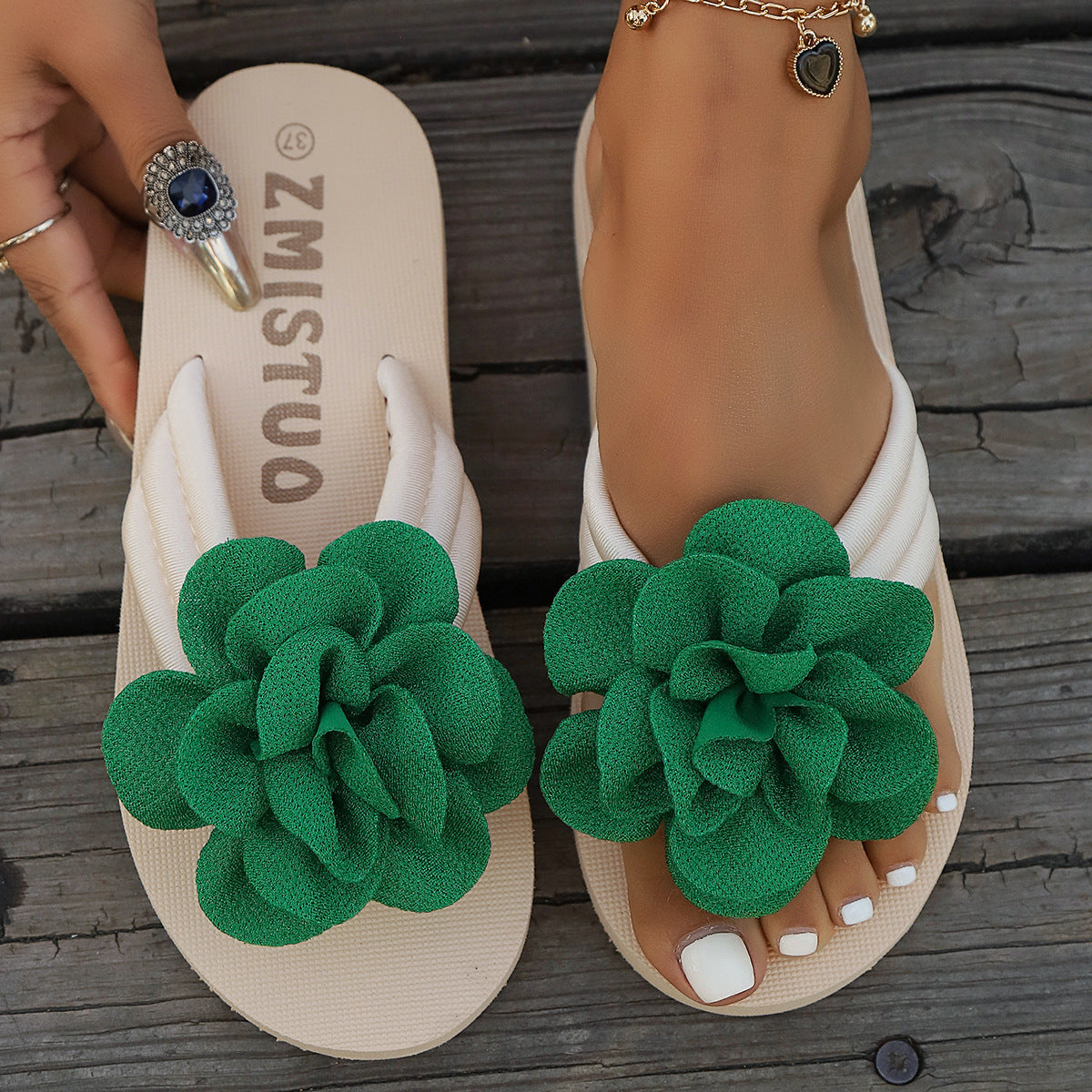 Plus Size Slippers Flower Solid Color Slippers Flip Flops - 𝓢𝓱𝓸𝓹𝓵𝓮𝓬𝔂
