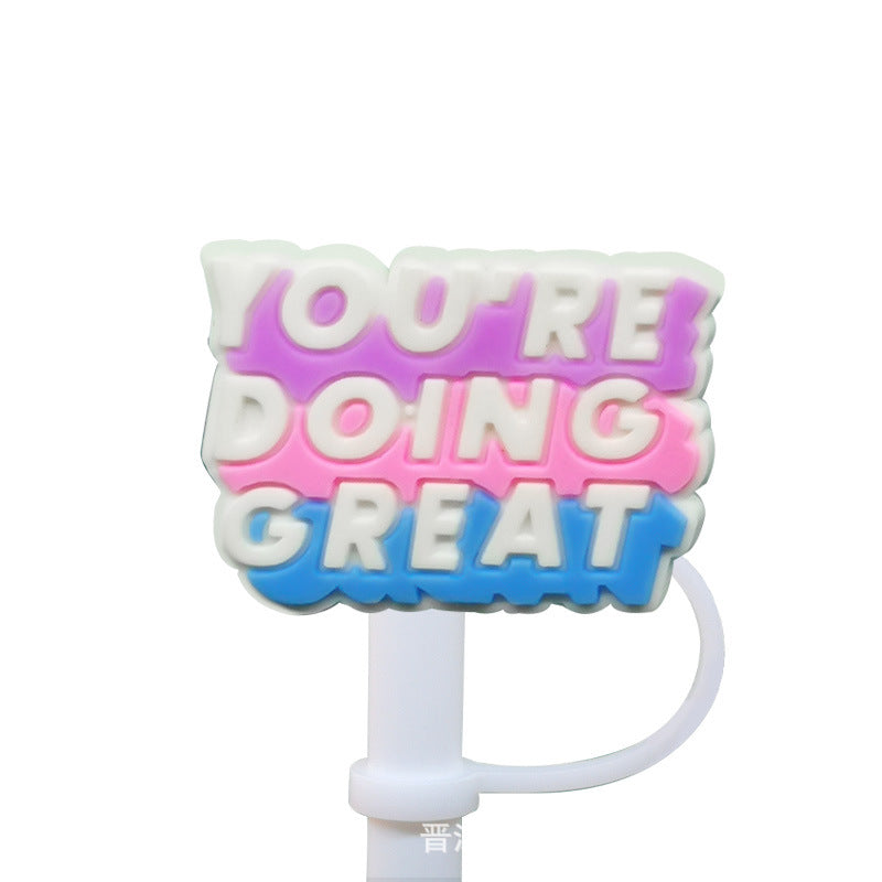 Straw Mouthpiece Silicone Dust Plug Decorative Buckle Clip Personalized Letter Label - 𝓢𝓱𝓸𝓹𝓵𝓮𝓬𝔂