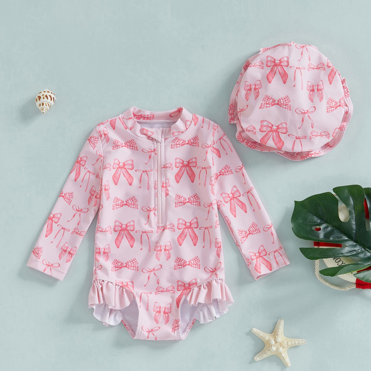 Girls' Fashion Bowknot Pattern One-piece With Hat - 𝓢𝓱𝓸𝓹𝓵𝓮𝓬𝔂