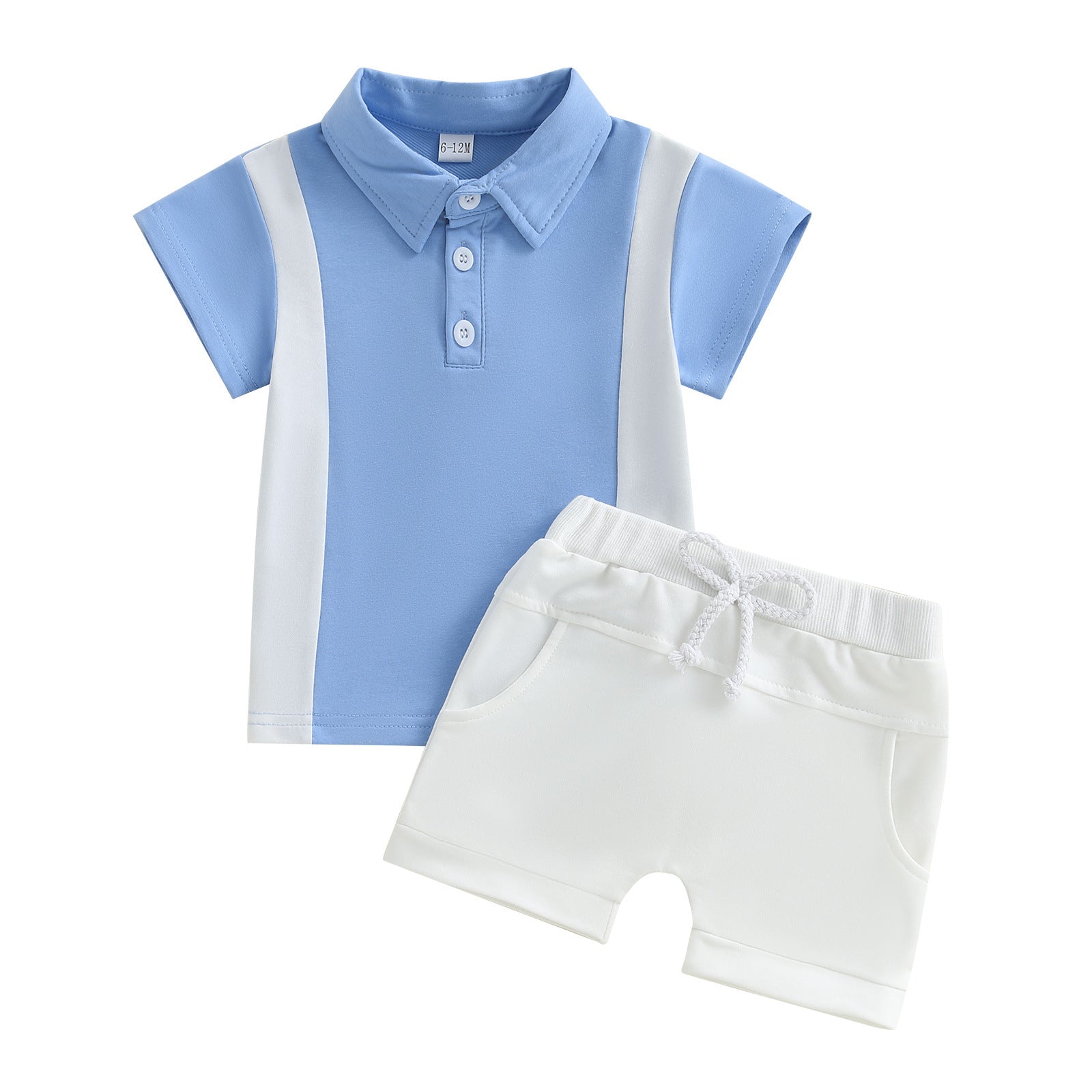 Boys' Lapel Color Matching T-shirt Short Sleeve Shorts Suit - 𝓢𝓱𝓸𝓹𝓵𝓮𝓬𝔂