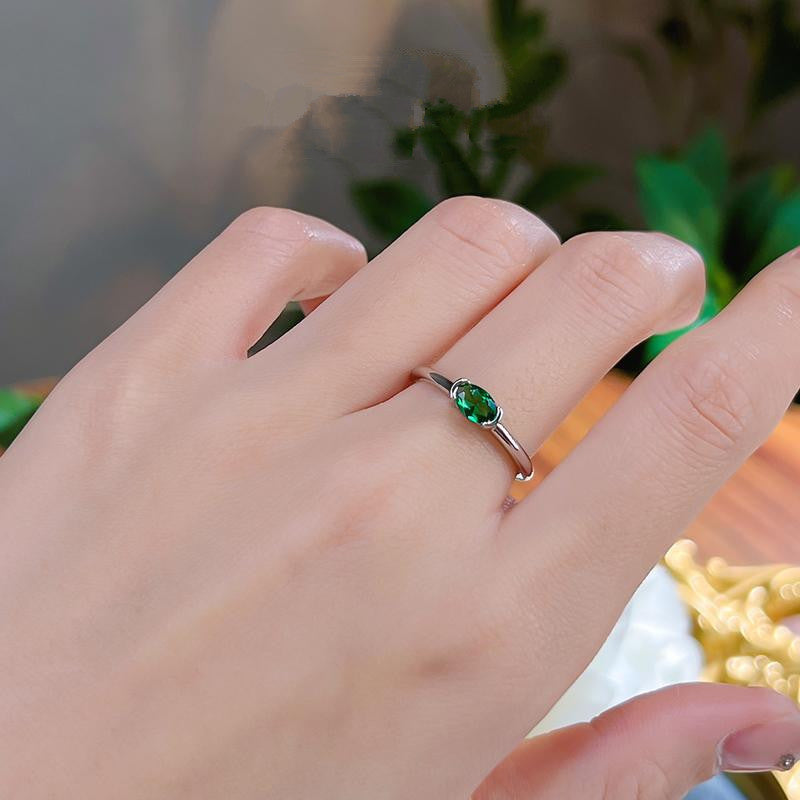 Minimalist Style Simple Bracelet Light Arm Artificial Cultivation Emerald Ring High Carbon Rhinestone Ring - 𝓢𝓱𝓸𝓹𝓵𝓮𝓬𝔂