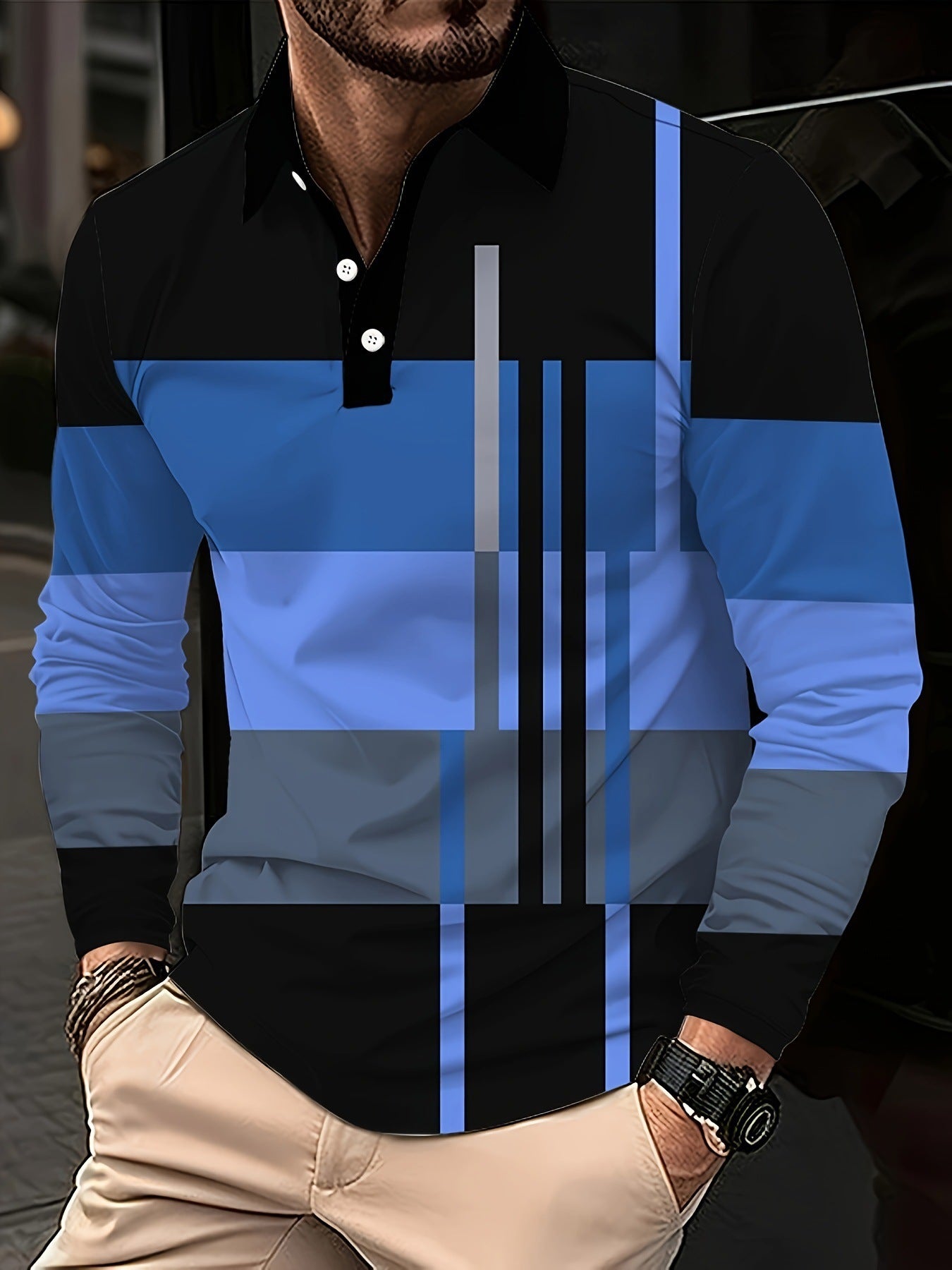 Men's Button Casual Slim Lapel 3D Printed Long Sleeve - 𝓢𝓱𝓸𝓹𝓵𝓮𝓬𝔂