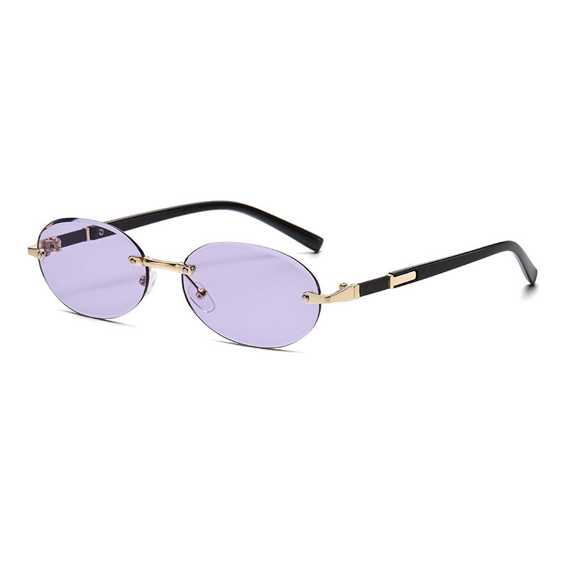Trimming Oval Frame Sunglasses Frameless Hot Girl Sunglasses - 𝓢𝓱𝓸𝓹𝓵𝓮𝓬𝔂