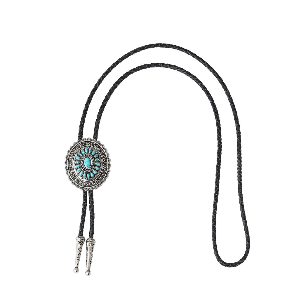 American Indian Western Style Turquoise Carved Bolo Tie - 𝓢𝓱𝓸𝓹𝓵𝓮𝓬𝔂