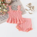 Mesh Smocking Sling Top Harem Pants Lace Two-piece Set - 𝓢𝓱𝓸𝓹𝓵𝓮𝓬𝔂