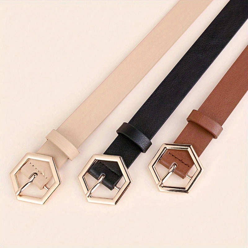 Women's Hexangular Star Irregular Gold Buckle PU Belt - 𝓢𝓱𝓸𝓹𝓵𝓮𝓬𝔂