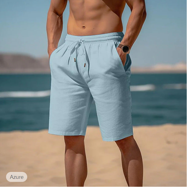 Summer Drawstring Shorts Elastic Waist Straight Pants Beach Breathable Shorts For Men Clothing - 𝓢𝓱𝓸𝓹𝓵𝓮𝓬𝔂