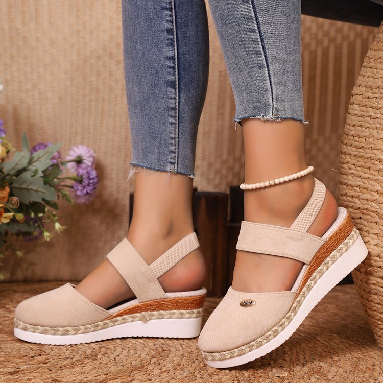 Wedge Lightweight Hemp Rope Braided Closed Toe Elastic Band Women's Shoes - 𝓢𝓱𝓸𝓹𝓵𝓮𝓬𝔂