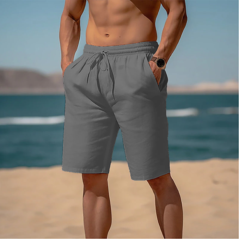 Summer Drawstring Shorts Elastic Waist Straight Pants Beach Breathable Shorts For Men Clothing - 𝓢𝓱𝓸𝓹𝓵𝓮𝓬𝔂