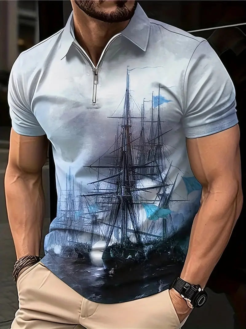 Men's Print Breathable Fashion Polo Shirt Top - 𝓢𝓱𝓸𝓹𝓵𝓮𝓬𝔂