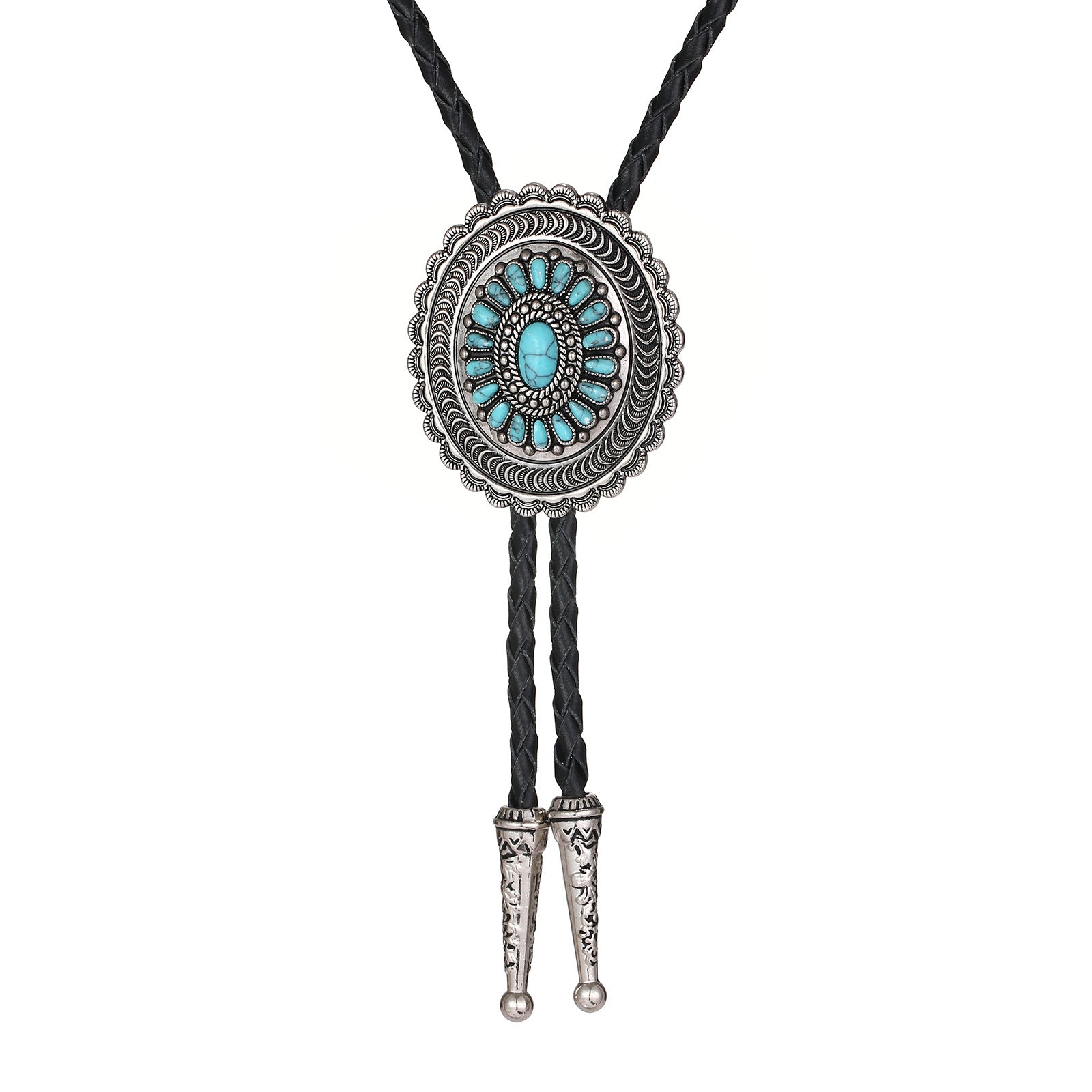 American Indian Western Style Turquoise Carved Bolo Tie - 𝓢𝓱𝓸𝓹𝓵𝓮𝓬𝔂