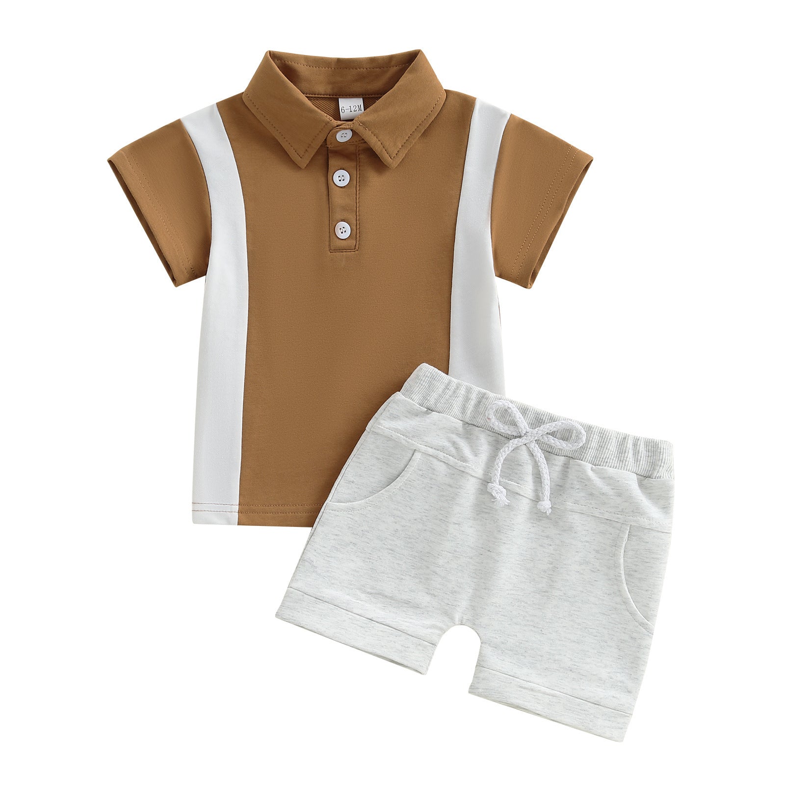 Boys' Lapel Color Matching T-shirt Short Sleeve Shorts Suit - 𝓢𝓱𝓸𝓹𝓵𝓮𝓬𝔂