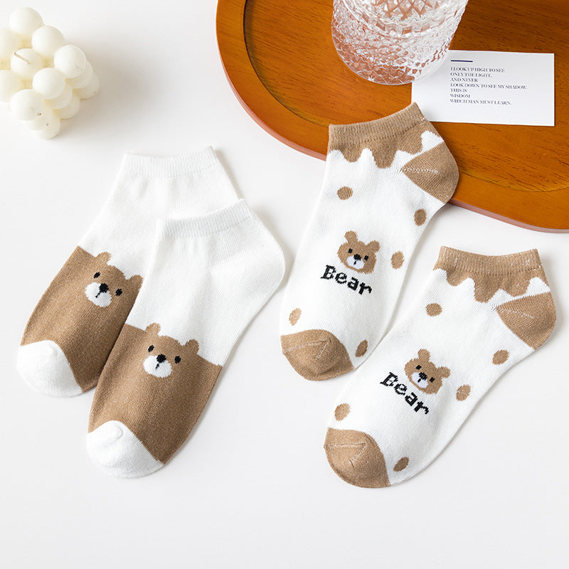 Low-cut Cartoon Cute Brown Bear Socks Japanese Women - 𝓢𝓱𝓸𝓹𝓵𝓮𝓬𝔂