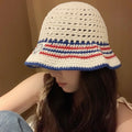 Striped Bucket Hat Women's Hollow Breathable Small Bucket Cap - 𝓢𝓱𝓸𝓹𝓵𝓮𝓬𝔂
