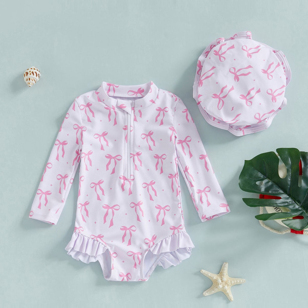 Girls' Fashion Bowknot Pattern One-piece With Hat - 𝓢𝓱𝓸𝓹𝓵𝓮𝓬𝔂