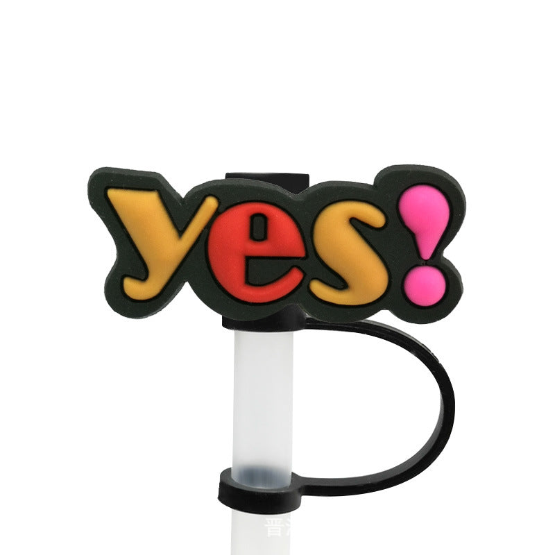 Straw Mouthpiece Silicone Dust Plug Decorative Buckle Clip Personalized Letter Label - 𝓢𝓱𝓸𝓹𝓵𝓮𝓬𝔂