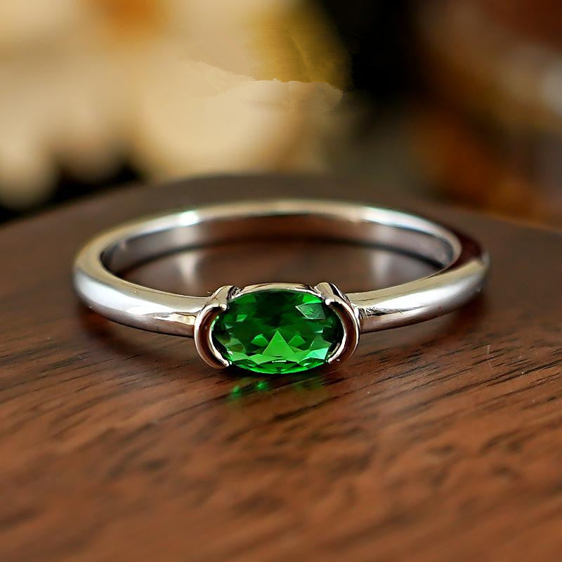 Minimalist Style Simple Bracelet Light Arm Artificial Cultivation Emerald Ring High Carbon Rhinestone Ring - 𝓢𝓱𝓸𝓹𝓵𝓮𝓬𝔂