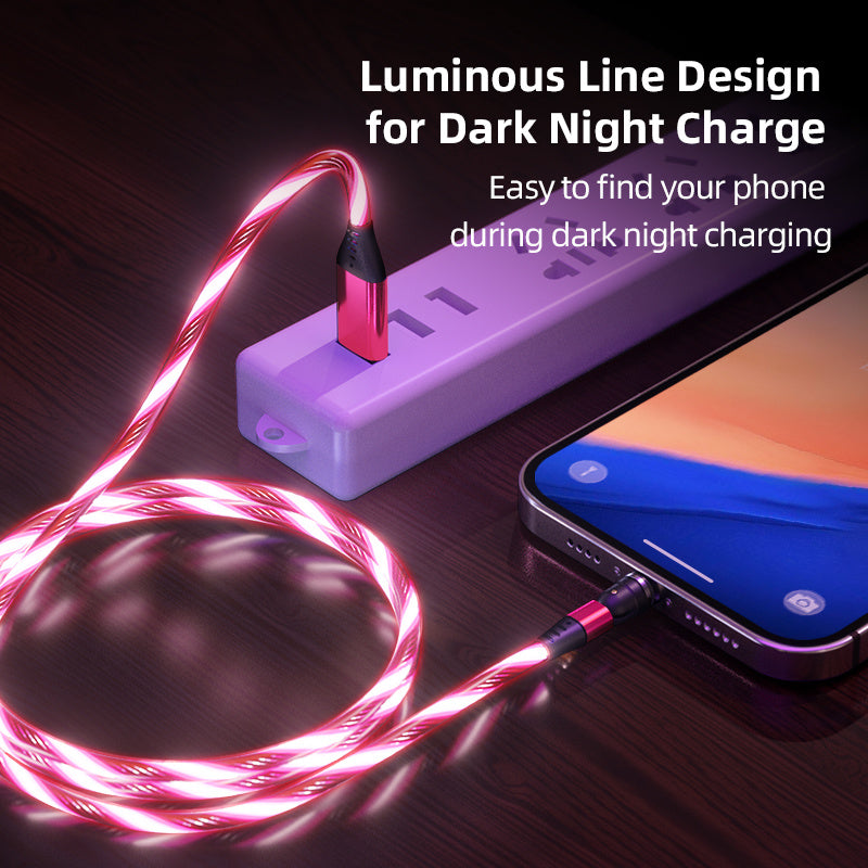 540 Rotate Luminous Magnetic Cable 3A Fast Charging Mobile Phone Charge Cable For LED Micro USB Type C For I Phone Cable - 𝓢𝓱𝓸𝓹𝓵𝓮𝓬𝔂