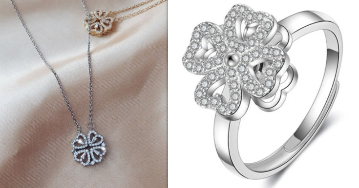 Explosive Style Detachable Deformed Four-leaf Clover Necklace For Women A Multi-wearing Zircon Small Love Short Clavicle Chain - 𝓢𝓱𝓸𝓹𝓵𝓮𝓬𝔂