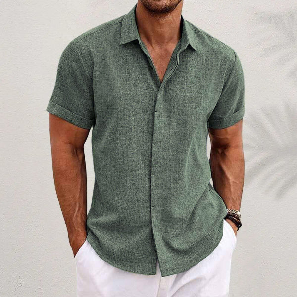 Men's Solid Color Loose Linen Short-sleeved T-shirt - 𝓢𝓱𝓸𝓹𝓵𝓮𝓬𝔂