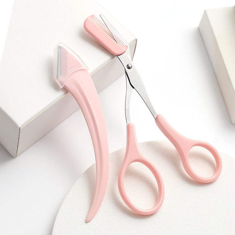 Eyebrow Trimming Knife With Comb Curved Moon Small Beauty Supplies Gadgets - 𝓢𝓱𝓸𝓹𝓵𝓮𝓬𝔂