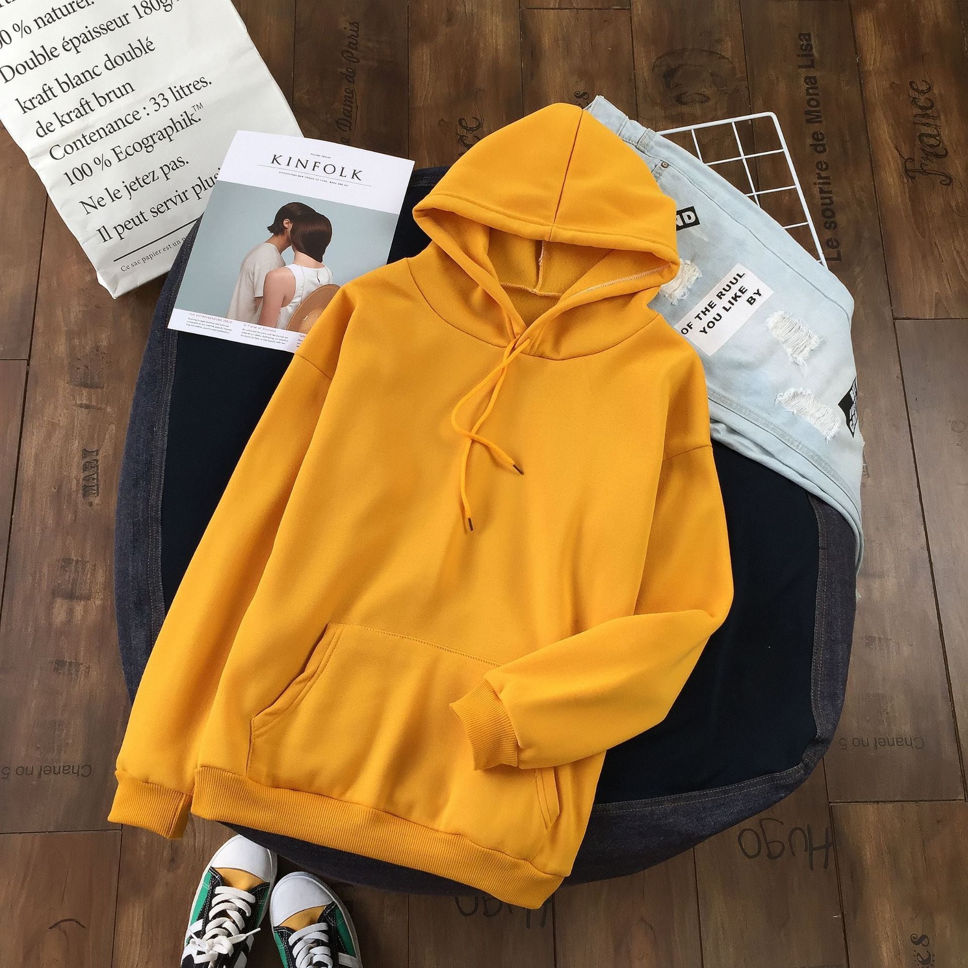 Long Sleeve Solid Color Hooded Sweater Couple - 𝓢𝓱𝓸𝓹𝓵𝓮𝓬𝔂