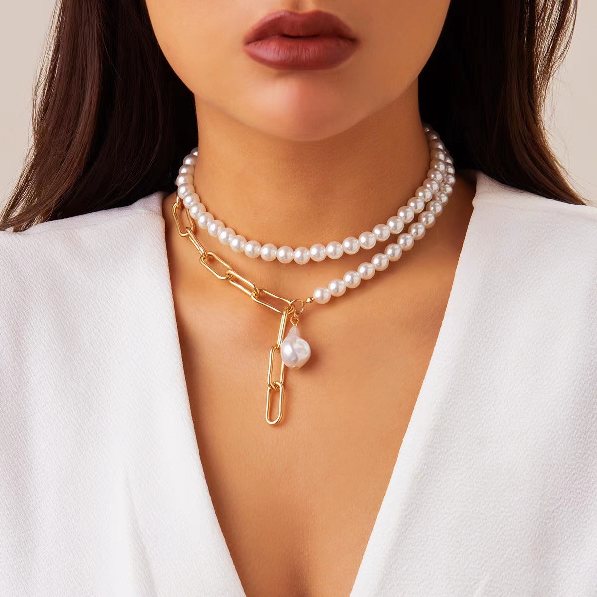 Baroque Shaped Pearl Necklace Creative