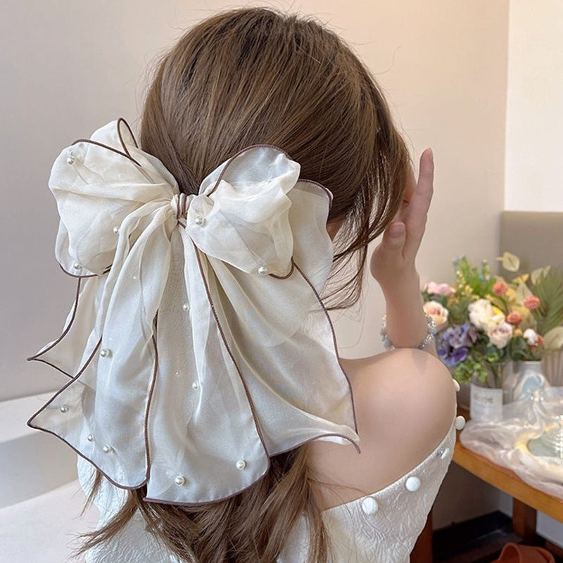 Big Lace White High-grade Hair Accessories Female Back Head Spring Clip Headdress - 𝓢𝓱𝓸𝓹𝓵𝓮𝓬𝔂