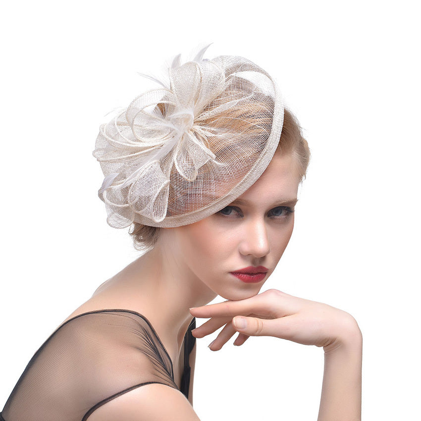 Hemp Yarn Banquet Net Top Hat Bridal Feather Hairpin - 𝓢𝓱𝓸𝓹𝓵𝓮𝓬𝔂