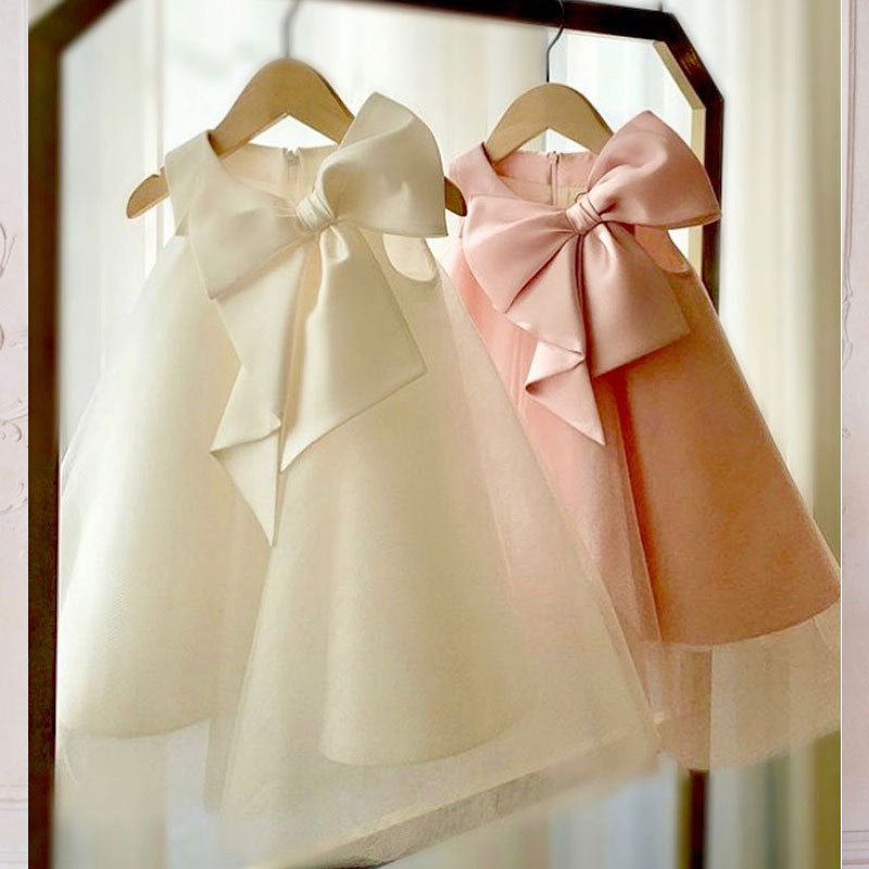 Girls Dress Dress Big Bow Girl Korean Style Baby Girl Dress - 𝓢𝓱𝓸𝓹𝓵𝓮𝓬𝔂
