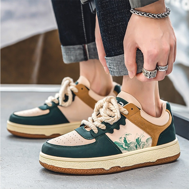 Lace-up Casual Shoes Men Soft Thick Sole Fashion Comfortable Breathable Flats Sneakers Student Platform Outdoor Walking Shoes - 𝓢𝓱𝓸𝓹𝓵𝓮𝓬𝔂
