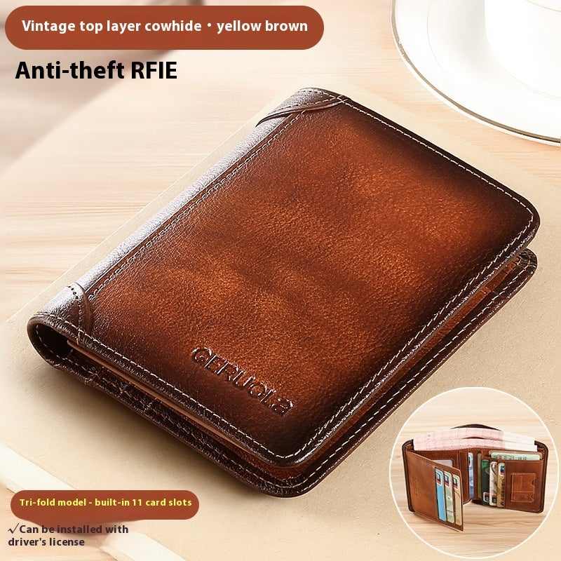 Genuine Leather Anti-theft Swiping Ultra-thin Cheng E Wallet - 𝓢𝓱𝓸𝓹𝓵𝓮𝓬𝔂