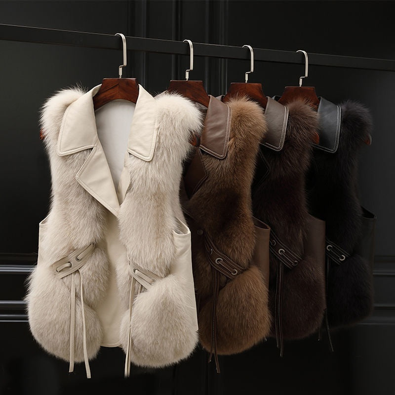 Fur Vest Short Coat Autumn And Winter New Patchwork Winter Fox Fur Jacket Women Short Artificial Fur Coat Elegant Female Warm Vest - 𝓢𝓱𝓸𝓹𝓵𝓮𝓬𝔂